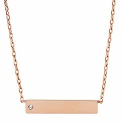Hot Sale 🥰 Fossil 👩 Women's Rose Gold Stainless Steel ID Necklace 💯