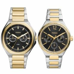Promo 🥰 Fossil Unisex His and Hers Multifunction, Stainless Steel ⌚ Watch Set for men 🥰