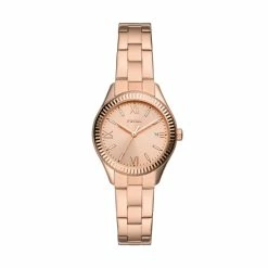 Promo 😍 Fossil 👩 Women's Rye Three-Hand Date, Rose Gold-Tone Stainless Steel ⌚ Watch ❤️