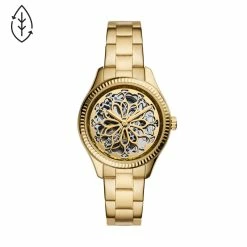 Outlet 🤩 Fossil 👩 Women's Rye Automatic, Gold-Tone Alloy ⌚ Watch 🎁