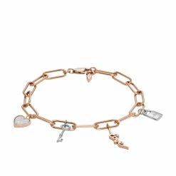 New 🔥 Fossil 👩 Women's Rose Gold-Tone Stainless Steel Chain Bracelet ⌛
