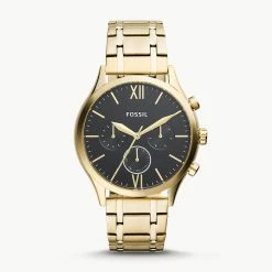 Discount 🎁 Fossil Men's Fenmore Multifunction, Gold-Tone Stainless Steel ⌚ Watch 🎁