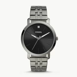 Best deal 🔥 Fossil Men's Lux Luther Three-Hand, Smoke-Tone Stainless Steel ⌚ Watch 🔥