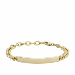 Buy ⌛ Fossil Men's Elliott Gold-Tone Stainless Steel ID Bracelet 🎁